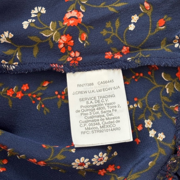 Madewell 100% Silk Stanza Ruffle-Hem Top Blouse XXS in Moonless Floral Navy - Picture 9 of 11